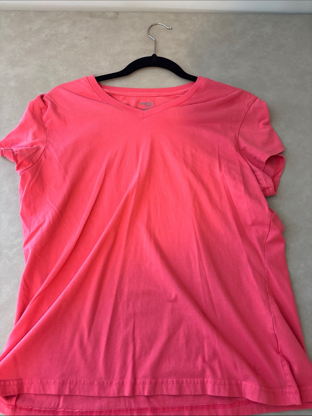 Danskin Women's Short Sleeve V-Neck Tee in Coral Pink